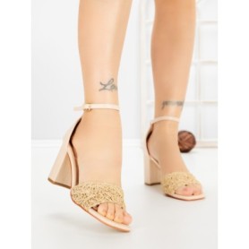 Sandale Dama cu Toc Gros ST024 BEIGE | GOWIN