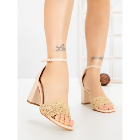 Sandale Dama cu Toc Gros ST024 BEIGE | GOWIN