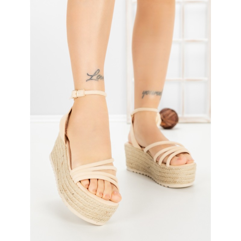 Sandale Dama cu Platforma R-01 BEIGE | GOWIN