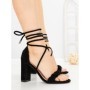 Sandale Dama cu Toc Gros F217 BLACK | GOWIN