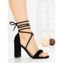 Sandale Dama cu Toc Gros F217 BLACK | GOWIN