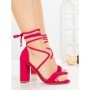 Sandale Dama cu Toc Gros F217 FUSHIA | GOWIN