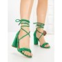 Sandale Dama cu Toc Gros F217 GREEN | GOWIN