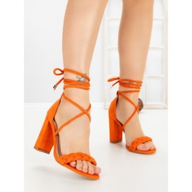 Sandale Dama cu Toc Gros F217 ORANGE | GOWIN