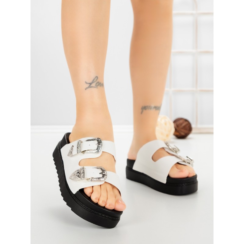 Papuci Dama cu Talpa Joasa 98-150 WHITE | VIVIRICH