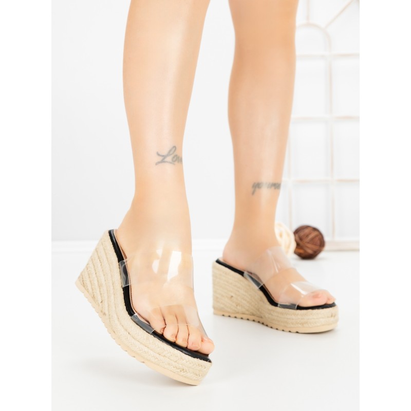 Papuci Dama cu Platforma 1-820 BLACK | VIVIRICH