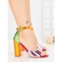 Sandale Dama cu Toc Gros F296 ROSE RED | GOWIN