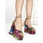 Sandale Dama cu Toc Gros si Platforma 9288-2 RED-YELLOW | CHERIE
