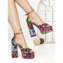 Sandale Dama cu Toc Gros si Platforma 9288-2 RED-YELLOW | CHERIE
