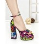 Sandale Dama cu Toc Gros si Platforma 9288-2 RED-YELLOW | CHERIE