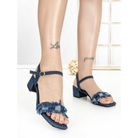 Sandale Dama cu Toc Gros J-238 DARK BLUE | CHERIE