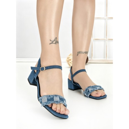 Sandale Dama cu Toc Gros J-238 LIGHT BLUE | CHERIE