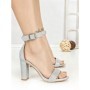 Sandale Dama cu Toc Gros 168-5B SILVER | CHERIE