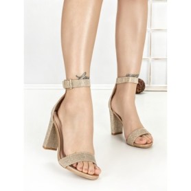 Sandale Dama cu Toc Gros 168-5B CHAMPAGNE | CHERIE
