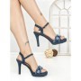Sandale Dama cu Toc Subtire si Platforma J-246 DARK BLUE | CHERIE