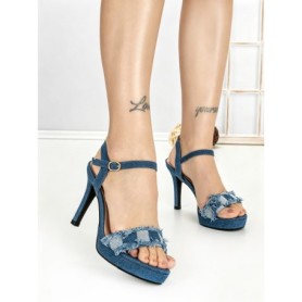 Sandale Dama cu Toc Subtire si Platforma J-246 LIGHT BLUE | CHERIE