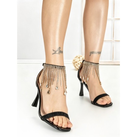 Sandale Dama cu Toc Subtire J-205 BLACK | CHERIE