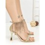 Sandale Dama cu Toc Subtire J-205 GOLD | CHERIE