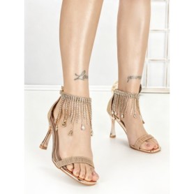 Sandale Dama cu Toc Subtire J-205 CHAMPAGNE | CHERIE