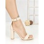 Sandale Dama cu Toc Gros 168-5A BEIGE | CHERIE