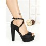 Sandale Dama cu Toc Gros si Platforma SQ-51 BLACK | CHERIE