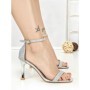 Sandale Dama cu Toc Subtire J-207 SILVER | CHERIE