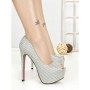 Pantofi cu Toc si Platforma SQ-102 SILVER | CHERIE