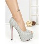 Pantofi cu Toc si Platforma SQ-102 SILVER | CHERIE