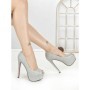 Pantofi cu Toc si Platforma SQ-102 SILVER | CHERIE