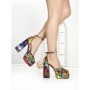 Pantofi cu Toc Gros si Platforma 9288-1 RED-YELLOW | CHERIE