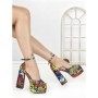 Pantofi cu Toc Gros si Platforma 9288-1 RED-YELLOW | CHERIE