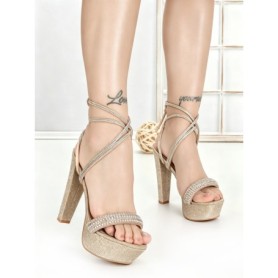 Sandale Dama cu Toc Gros si Platforma J-211 CHAMPAGNE | CHERIE