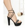 Sandale Dama cu Toc Gros si Platforma J-211 BLACK | CHERIE