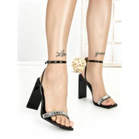 Sandale Dama cu Toc Gros B50 BLACK | CHERIE