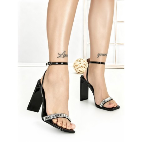Sandale Dama cu Toc Gros B50 BLACK | CHERIE