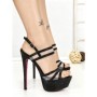 Sandale Dama cu Toc Subtire si Platforma SQ-100 BLACK | CHERIE