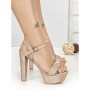 Sandale Dama cu Toc Gros si Platforma J-212A CHAMPAGNE | CHERIE