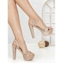 Sandale Dama cu Toc Gros si Platforma J-212A CHAMPAGNE | CHERIE