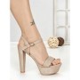 Sandale Dama cu Toc Gros si Platforma J-212A CHAMPAGNE | CHERIE