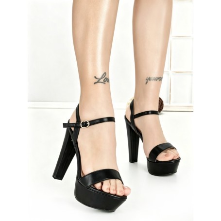 Sandale Dama cu Toc Gros si Platforma J-212 BLACK | CHERIE