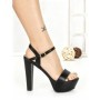Sandale Dama cu Toc Gros si Platforma J-212 BLACK | CHERIE