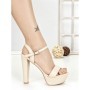 Sandale Dama cu Toc Gros si Platforma J-212 BEIGE | CHERIE
