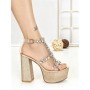 Sandale Dama cu Toc Gros si Platforma M-1 GOLD | CHERIE