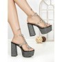 Sandale Dama cu Toc Gros si Platforma M-1 BLACK | CHERIE