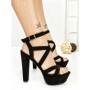 Sandale Dama cu Toc Gros si Platforma 168-1 BLACK | CHERIE