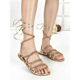 Sandale Dama cu Talpa Joasa LS-89161 GOLD | ABLOOM