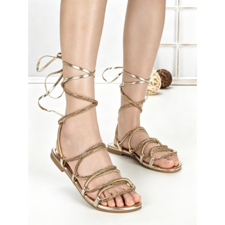 Sandale Dama cu Talpa Joasa LS-89161 GOLD | ABLOOM