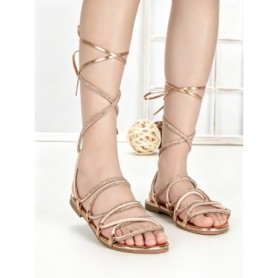 Sandale Dama cu Talpa Joasa LS-89161 CHAMPAGNE | ABLOOM