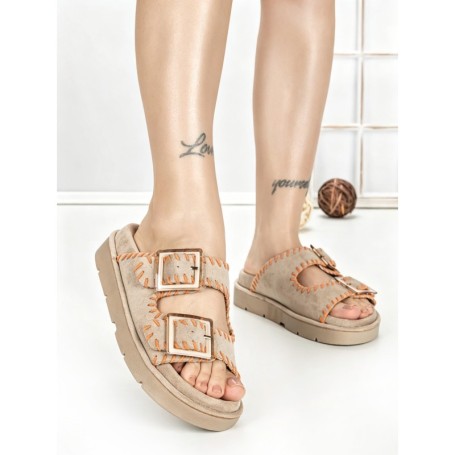 Papuci Dama cu Talpa Joasa QQ-261 BEIGE | STEPHAN