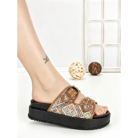 Papuci Dama cu Platforma SS-162 CAMEL | STEPHAN